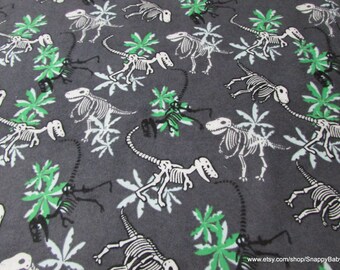 Flannel Fabric - Skeleton Dinosaurs - By the yard - 100% Cotton Flannel