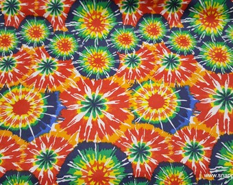 Flannel Fabric - Classic Circle Tie Dye - By the yard - 100% Cotton Flannel