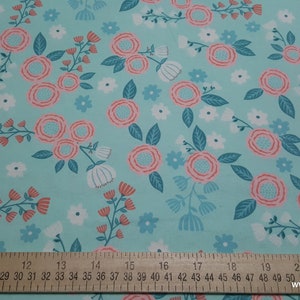 Flannel Fabric Hanna Mint Pink Floral By the yard 100% Cotton Flannel image 2