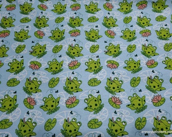 Flannel Fabric - Leap Frog on Lily Pads - By the Yard - 100% Cotton Flannel