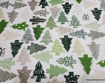 Christmas Flannel Fabric - Cut Out Christmas Trees -By the Yard - 100% Cotton Flannel