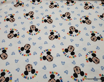Character Flannel Fabric - Mickey Mouse Happy Times - By the yard - 100% Cotton Flannel