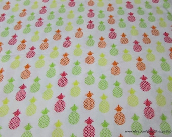Flannel Fabric - Bright Pineapples - By the yard - 100% Cotton Flannel