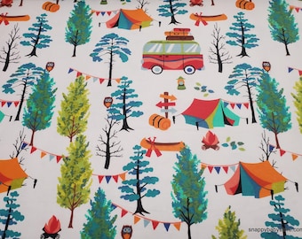 Remnant Flannel Fabric - Campers - Choose your Size - 100% Cotton Flannel
