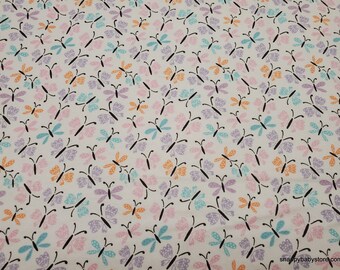Flannel Fabric - Multi Butterflies on White - By the Yard - 100% Cotton Flannel