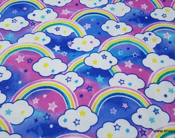 Flannel Fabric - Colorful Rainbow - By the yard - 100% Cotton Flannel