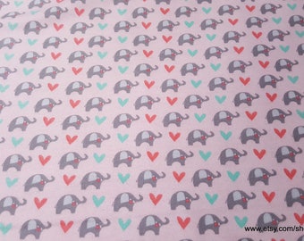Flannel Fabric - Dream Big Elephant Coral Pink - By the yard - 100% Cotton Flannel