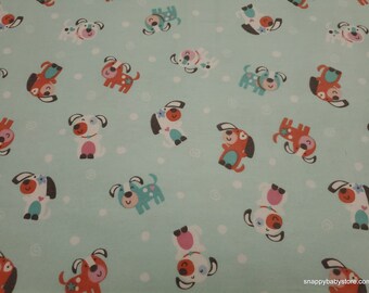 Premium Flannel Fabric - Twinkle Comfort Puppy Love Aqua - By the yard - 100% Cotton Flannel Premium