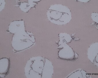 Flannel Fabric - Bear and Bunny - By the yard - 100% Cotton Flannel