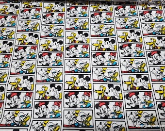 Character Flannel Fabric - Mickey Mouse and Friends Snapshot Block - By the yard - 100% Cotton Flannel