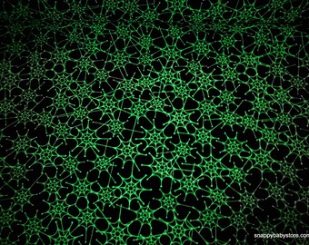 Glow in the Dark Flannel Fabric - Spider Webs Glow in the Dark - By the yard - 100% Cotton Flannel