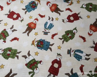Christmas Flannel Fabric - Winter Folk Premium - By the yard - 100% Premium Cotton Flannel