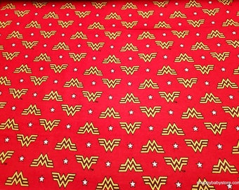 Character Flannel Fabric - WW84 Logo and Stars Wonder Woman - By the yard - 100% Cotton Flannel