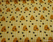 Flannel Fabric - Get Buzzy Bees and Beehive- By the yard - 100% Cotton Flannel