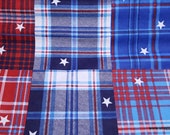 Flannel Fabric - Patriotic Madras Plaid - By the yard - 100% Cotton Flannel