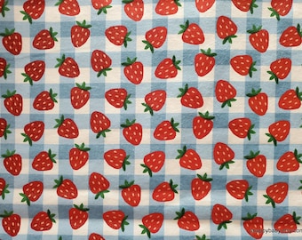 Flannel Fabric - Picnic Season Strawberry Check - By the yard - 100% Cotton Flannel Fabric