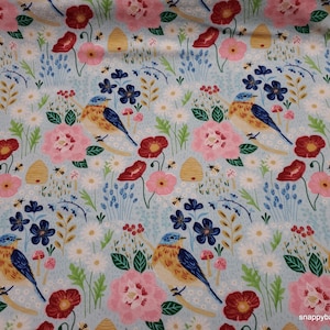 Flannel Fabric - Packed Spring Floral - By the yard - 100% Cotton Flannel