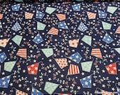 Flannel Fabric - Americana Kites - By the yard - 100% Cotton Flannel