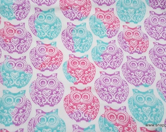 Flannel Fabric - Tribal Owl Stamp - By the yard - 100% Cotton Flannel