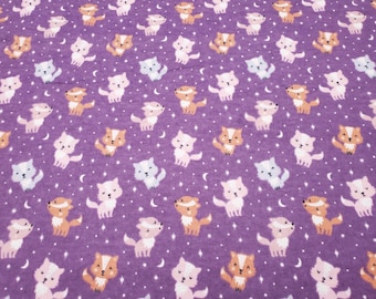 Flannel Fabric - Lunar Wolves Purple - By the Yard - 100% Cotton Flannel