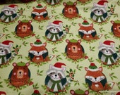 Christmas Flannel Fabric - Christmas Woodland - By the yard - 100% Cotton Flannel