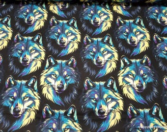 Remnant Flannel Fabric - Wolves in Shades of Night on Black - Choose your Size - 100% Cotton Flannel