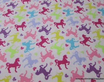 Premium Flannel Fabric - Horses and Bows Pink - By the yard - 100% Cotton Flannel