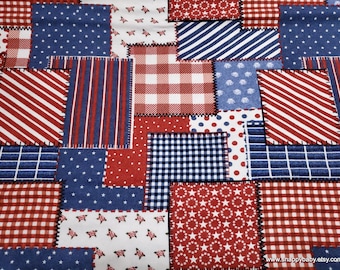 Flannel Fabric - Americana Patch - By the yard - 100% Cotton Flannel