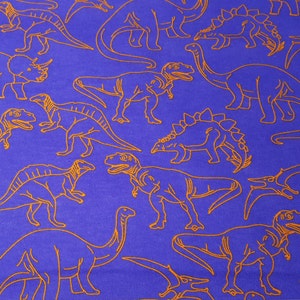 Flannel Fabric Orange Outline Dinos By the yard 100% Cotton Flannel image 1