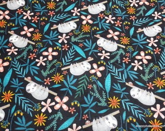Remnant Flannel Fabric - Baby Sloth - Choose your Size - 100% Cotton Flannel