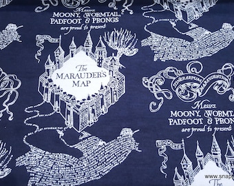 Character Flannel Fabric - Harry Potter Marauders Map - By the yard - 100% Cotton Flannel