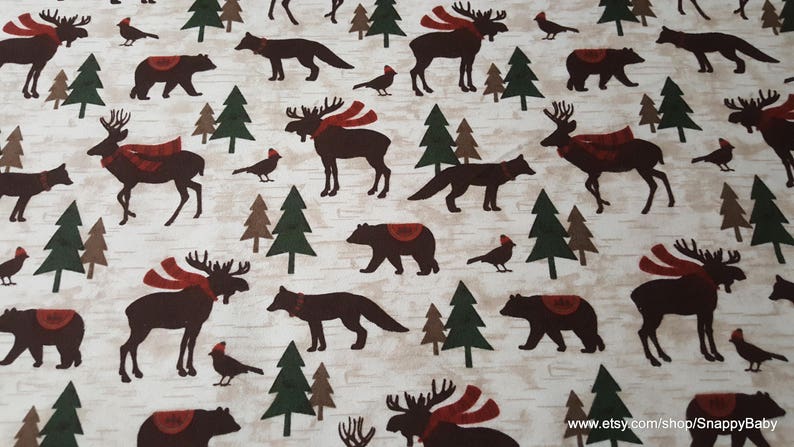 Woodland Retreat Animals Premium 100/% Premium Cotton Flannel Flannel Fabric By the yard