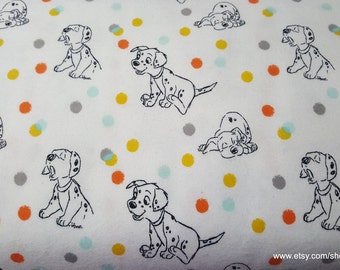 Character Flannel Fabric - 101 Dalmatians and Dots - By the yard - 100% Cotton Flannel