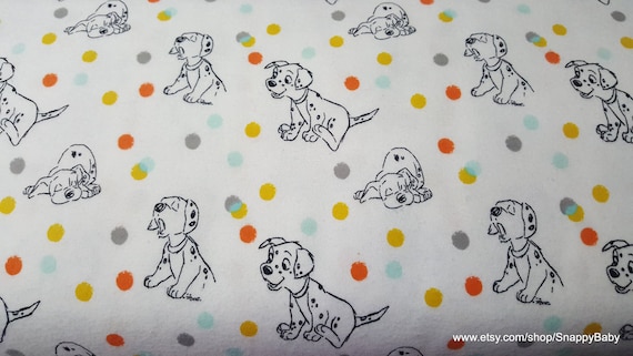 Character Flannel Fabric - 101 Dalmatians and Dots - By the yard - 100% Cotton Flannel