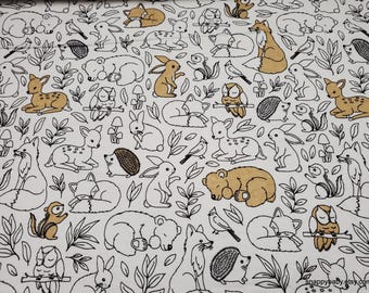 Flannel Fabric - Baby Woodland on White - By the Yard - 100% Cotton Flannel