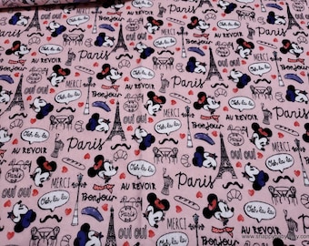 Character Flannel Fabric - Disney Mickey and Minnie Travel - By the yard - 100% Cotton Flannel