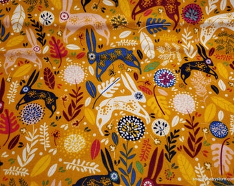 Flannel Fabric - Pattern Trap Rabbit - By the yard - 100% Cotton Flannel