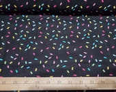 Flannel Fabric - Pastel Sprinkles on Black - By the yard - 100% Cotton Flannel