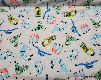 Premium Flannel Fabric - Sloth Hello Sleepy Gray - By the Yard - 100% Premium Cotton Flannel