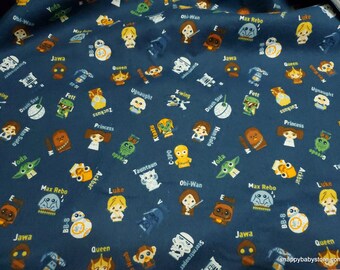 Character Flannel Fabric - Star Wars Alphabet Toss - By the yard - 100% Cotton Flannel