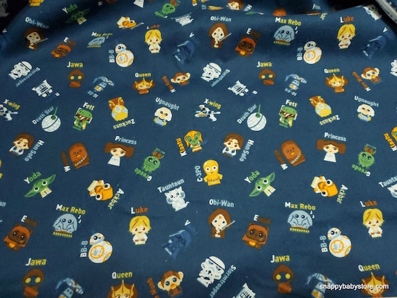 Character Flannel Fabric Star Wars Alphabet Toss By the yard 100%  Cotton Flannel
