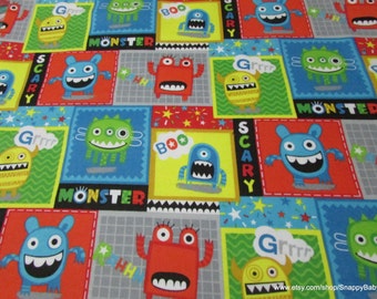 Flannel Fabric - Mayhem Monster Patch - By the yard - 100% Cotton Flannel