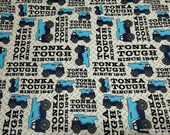 Character Flannel Fabric - Tonka Tough Blue - By the yard - 100% Cotton Flannel