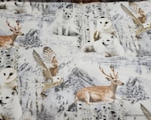 Flannel Fabric - Fridgid Forest Animals - By the yard - 100% Cotton Flannel