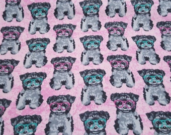 Flannel Fabric - Intellectual Pup - By the yard - 100% Cotton Flannel