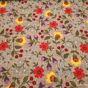 Premium Flannel Fabric - Bonnies Butterflies Floral on Taupe Premium - By the yard - 100% Cotton Flannel