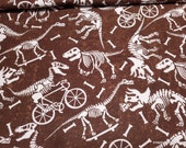 Flannel Fabric - Dino Skeletons Playing - By the yard - 100% Cotton Flannel