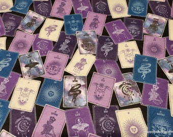 Flannel Fabric - Tarot Cards on Black - By the yard - 100% Cotton Flannel