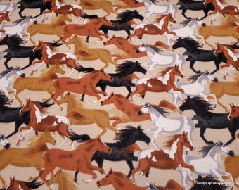 Remnant Flannel Fabric - Horse Allover Wilderness - Choose your Size - 100% Cotton Flannel