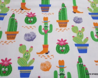 Flannel Fabric - Texas Cacti - By the yard - 100% Cotton Flannel
